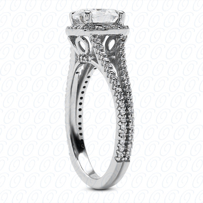 14KP Cushion Cut Diamond Unique Engagement Ring 