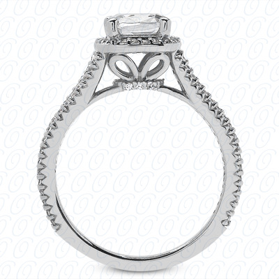 14KP Cushion Cut Diamond Unique Engagement Ring 