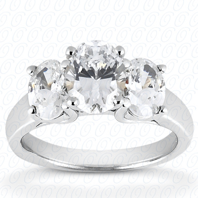 14KT Oval Side Stones 0.40 CT. Semi Mount