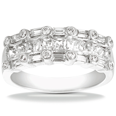 14KP Other Cut Diamond Unique Engagement Ring 