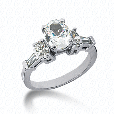 14KP Oval Side Stones 0.94 CT. Semi Mount